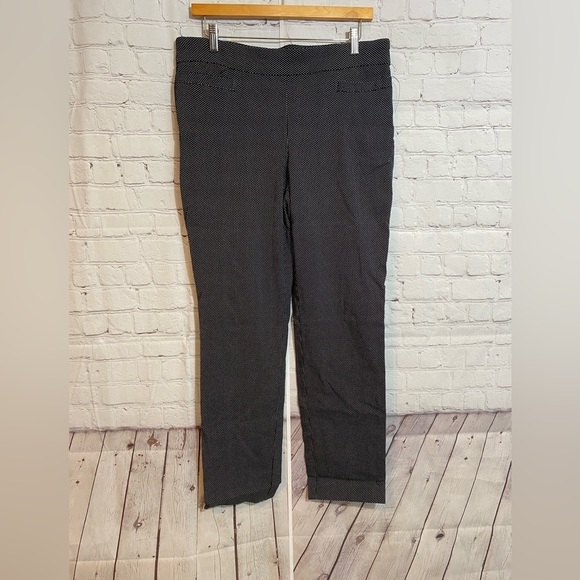 Kim Rogers Pull-On Womens Size 12 Stretch Black White Pin Dot Dress Pants - Picture 1 of 5